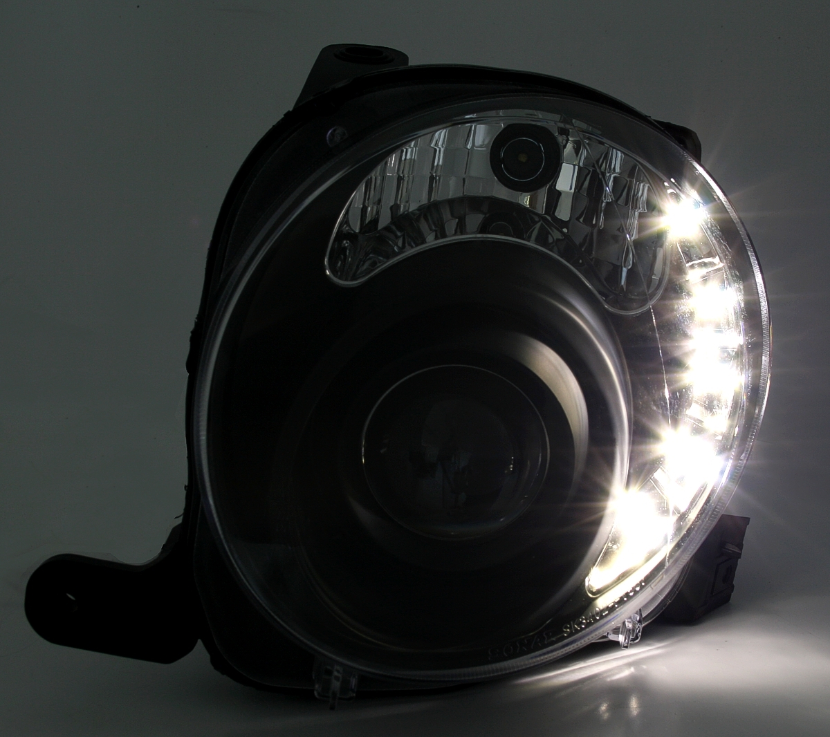 Scheinwerfer mit LED für Fiat 500 in Schwarz      