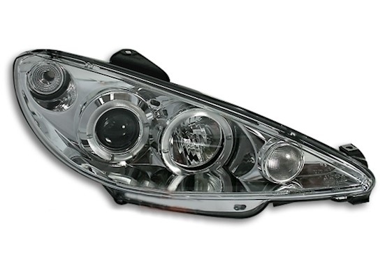 Angel Eyes Scheinwerfer Peugeot 206 in Chrom