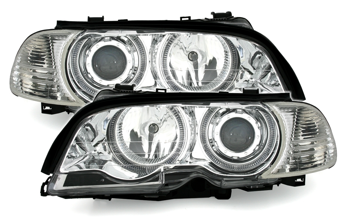 Angel Eyes Scheinwerfer für 3er BMW E46 in Chrom