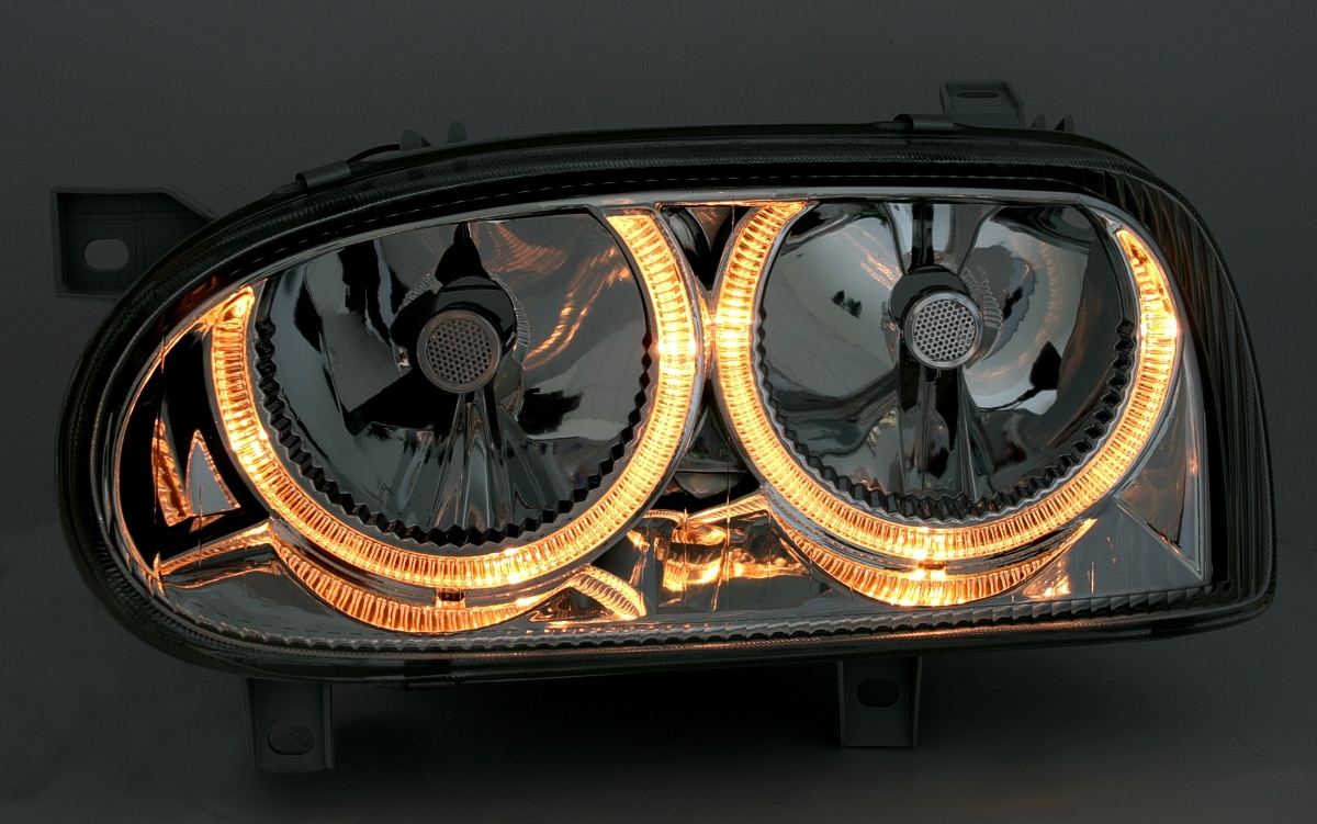 Angel Eyes Scheinwerfer für VW Golf 3 in Chrom