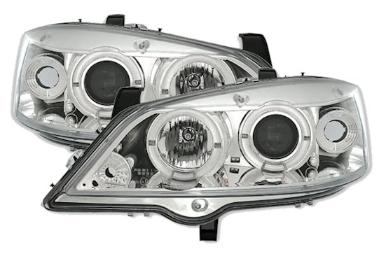 Angel Eyes Scheinwerfer für Opel Astra G in Chrom 