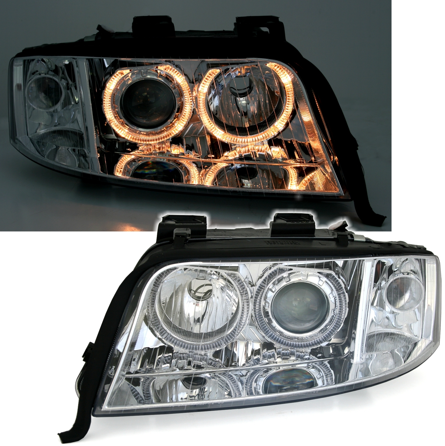 Angel Eyes Scheinwerfer Set für Audi A6 in Chrom