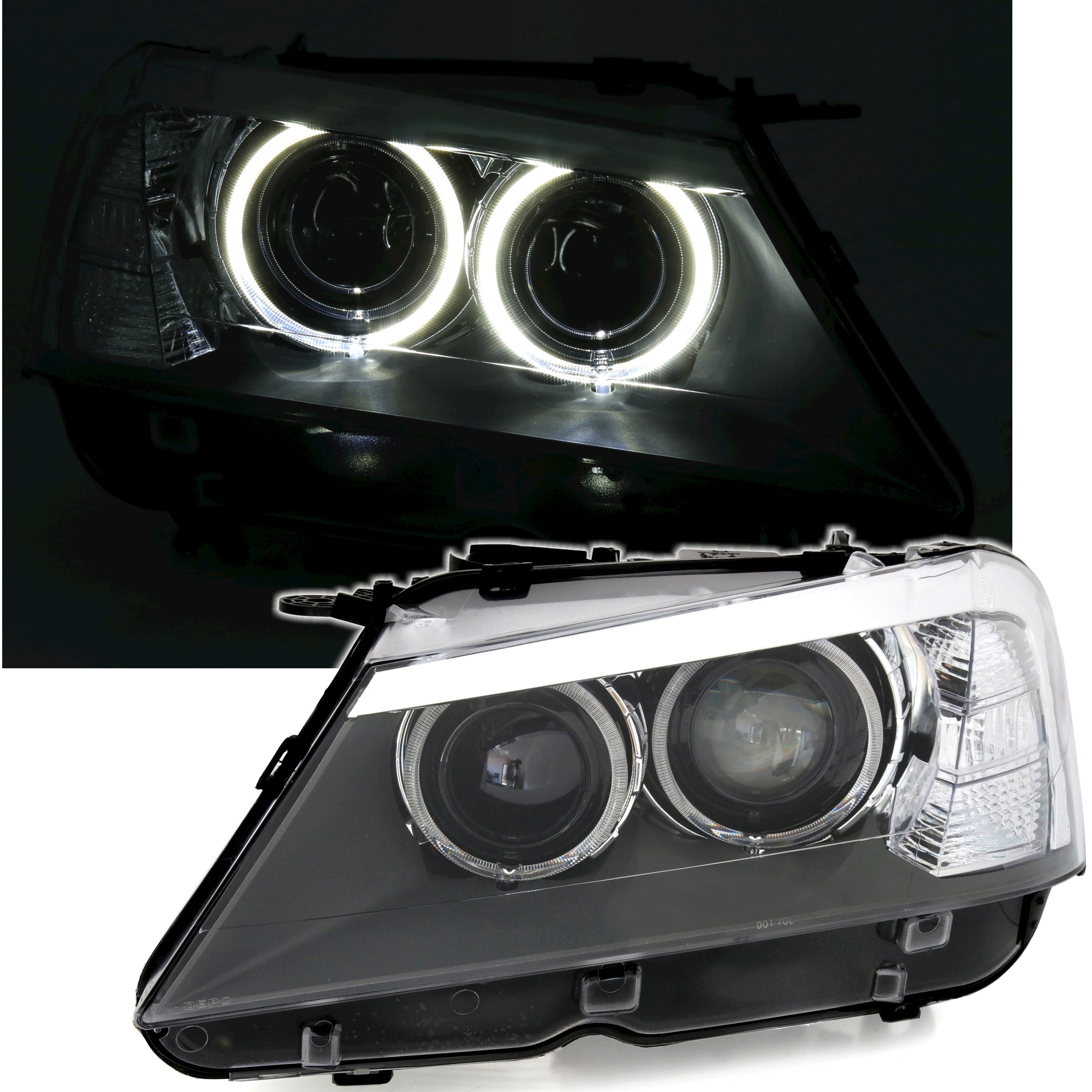 Angel Eyes Scheinwerfer BMW X3 F25 in Schwarz     