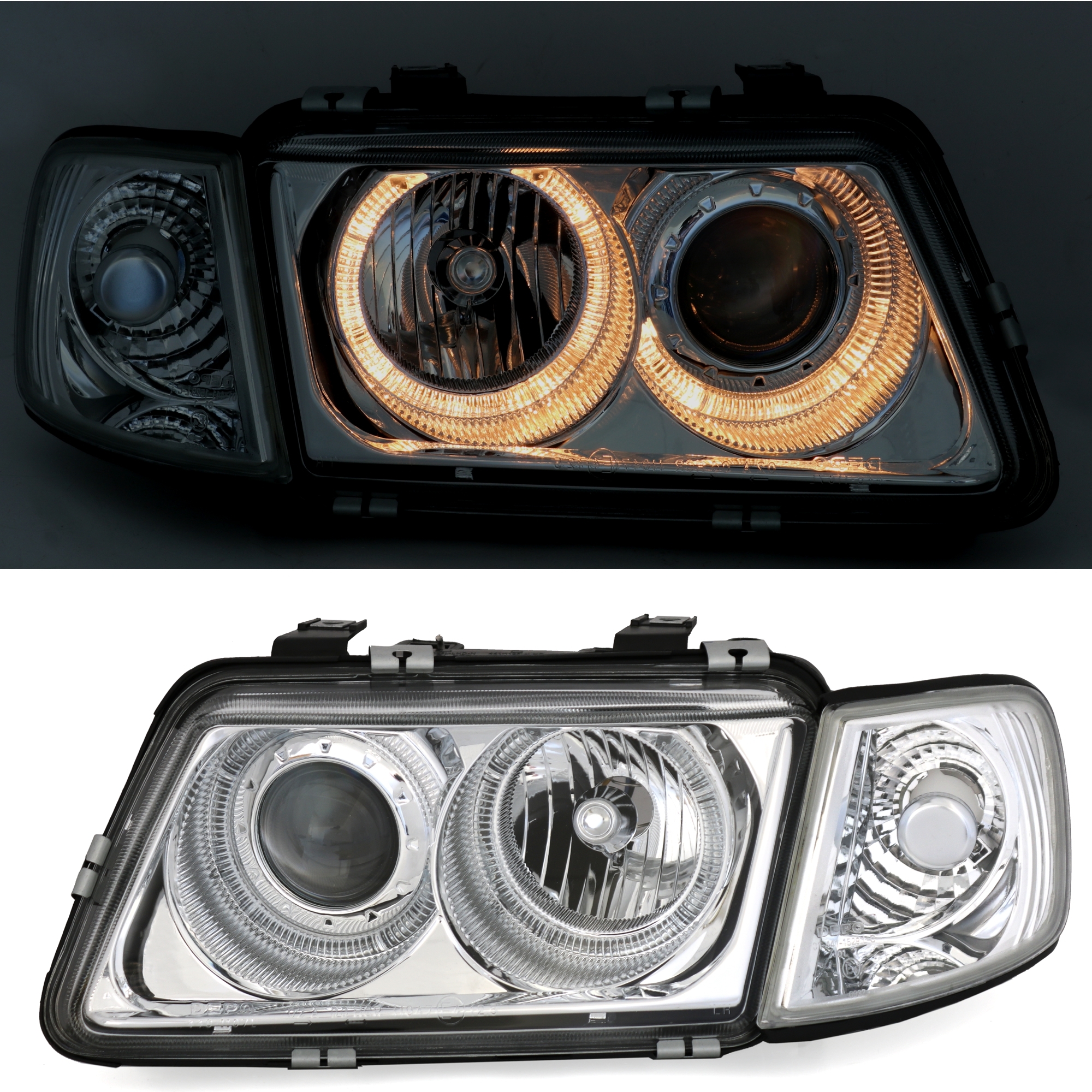 Angel Eyes Scheinwerfer für Audi A3 8L in Chrom