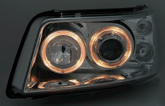 Angel Eyes Scheinwerfer Set für VW T5 in Schwarz