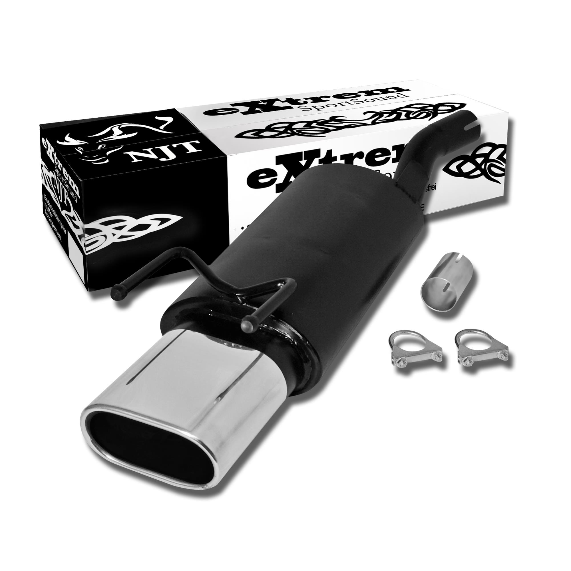 Edelstahl Endschalldämpfer 75x135mm Oval