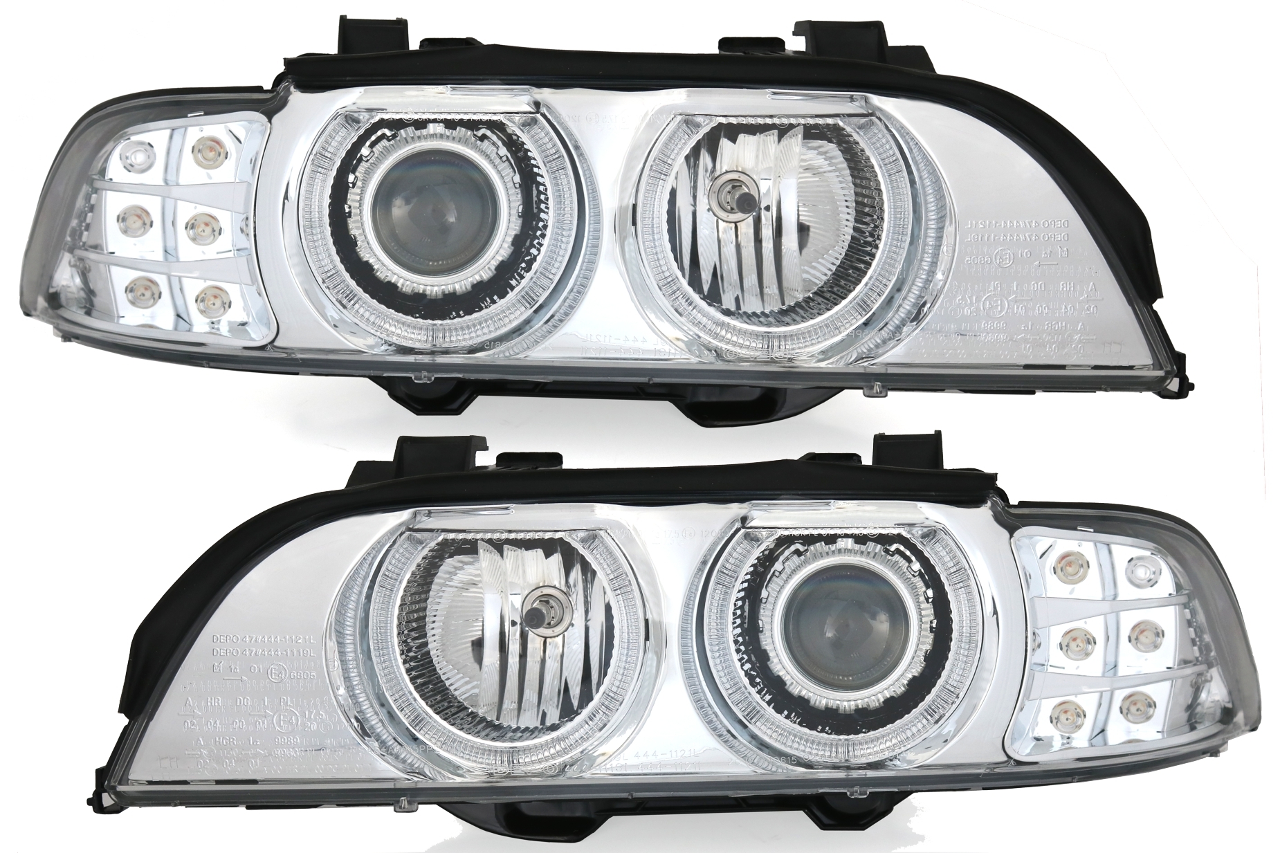 Angel Eyes Scheinwerfer für 5er BMW E39 in Chrom