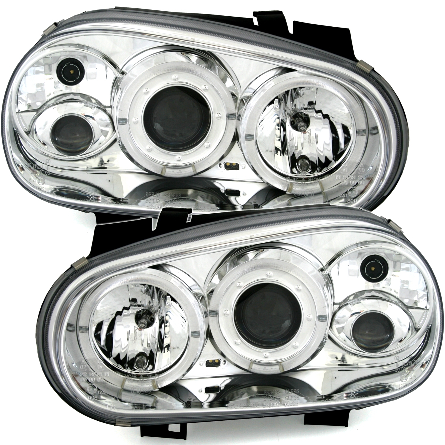 Angel Eyes Scheinwerfer für W Golf 4 in Chrom     