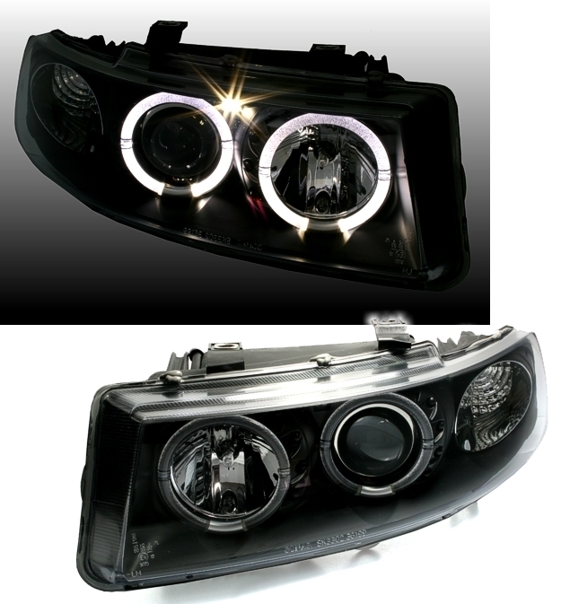 Angel Eyes Scheinwerfer für Seat Leon in Schwarz