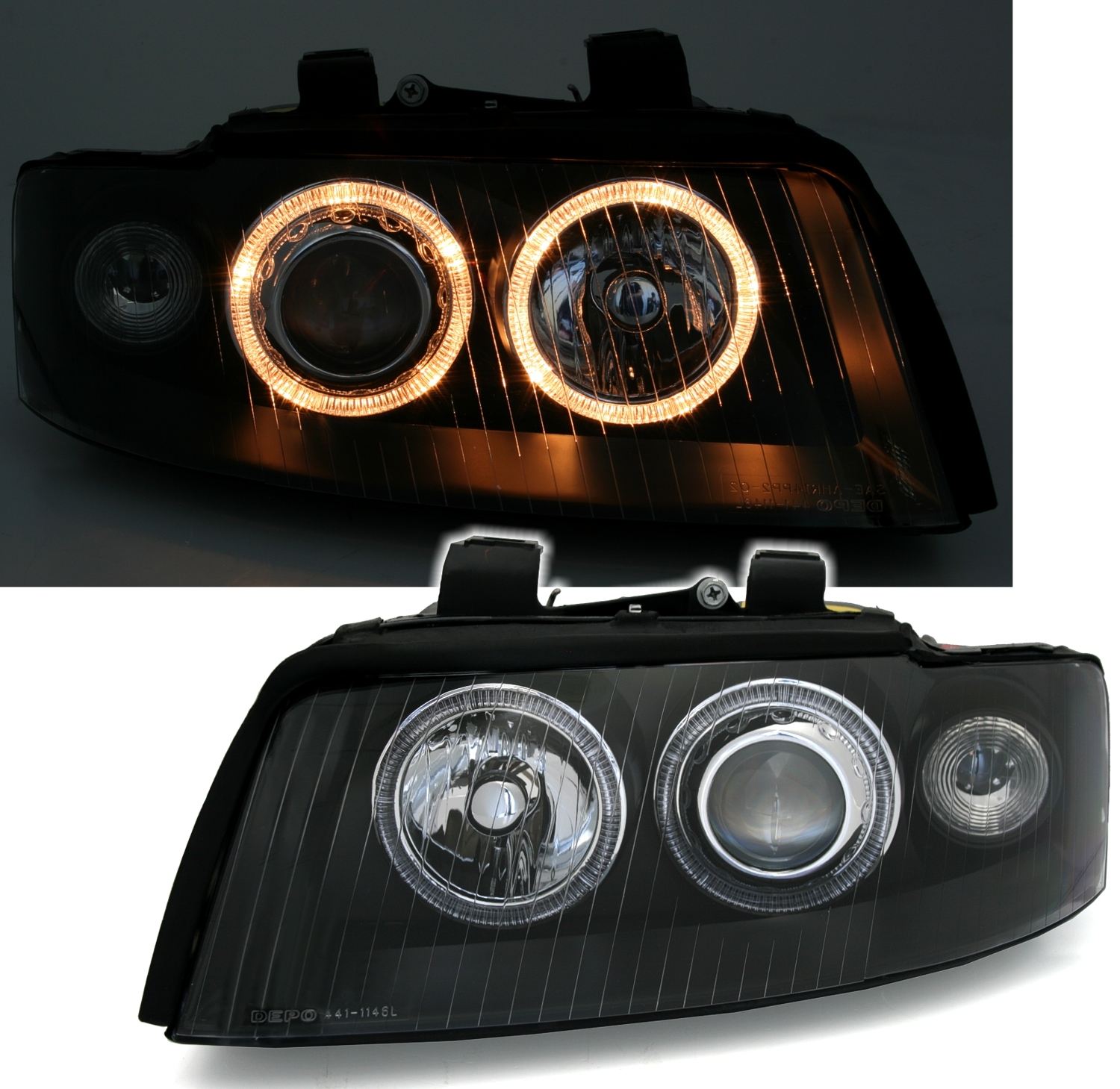 Angel Eyes Scheinwerfer für Audi A4 8E in Schwarz