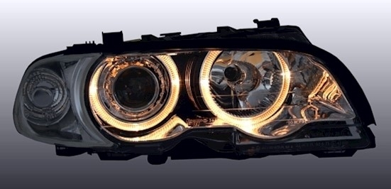 Angel Eyes Scheinwerfer für 3er BMW E46 in Chrom