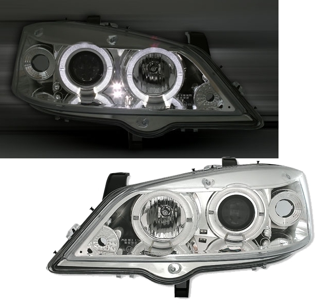 Angel Eyes Scheinwerfer für Opel Astra G in Chrom 