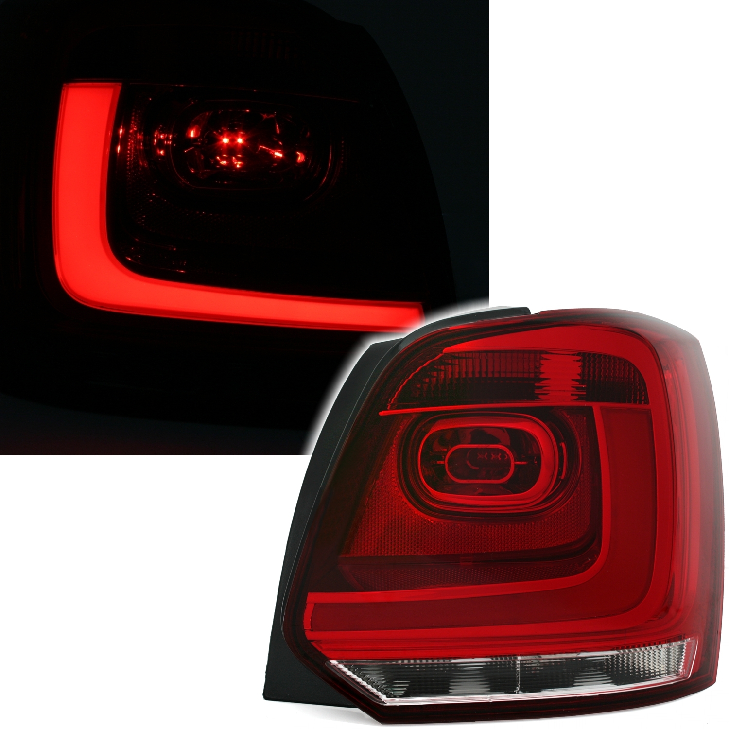 LED Rückleuchten für VW Polo 6R in Rot-Weiß
