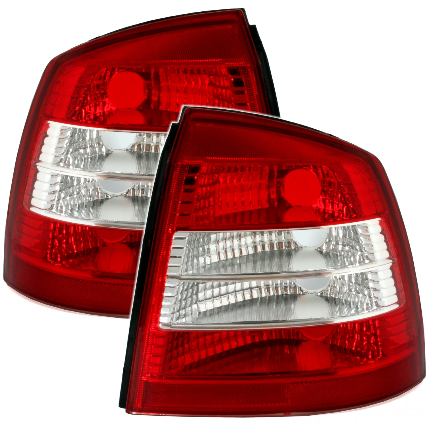Rückleuchten Set für Opel Astra G Limo in Rot-Weiß