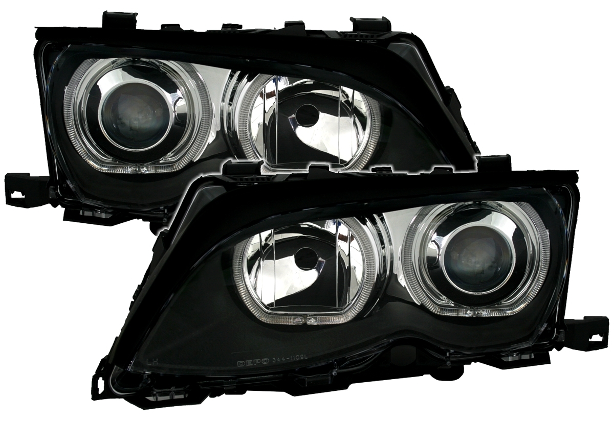 Angel Eyes Scheinwerfer für 3er BMW E46 in Schwarz