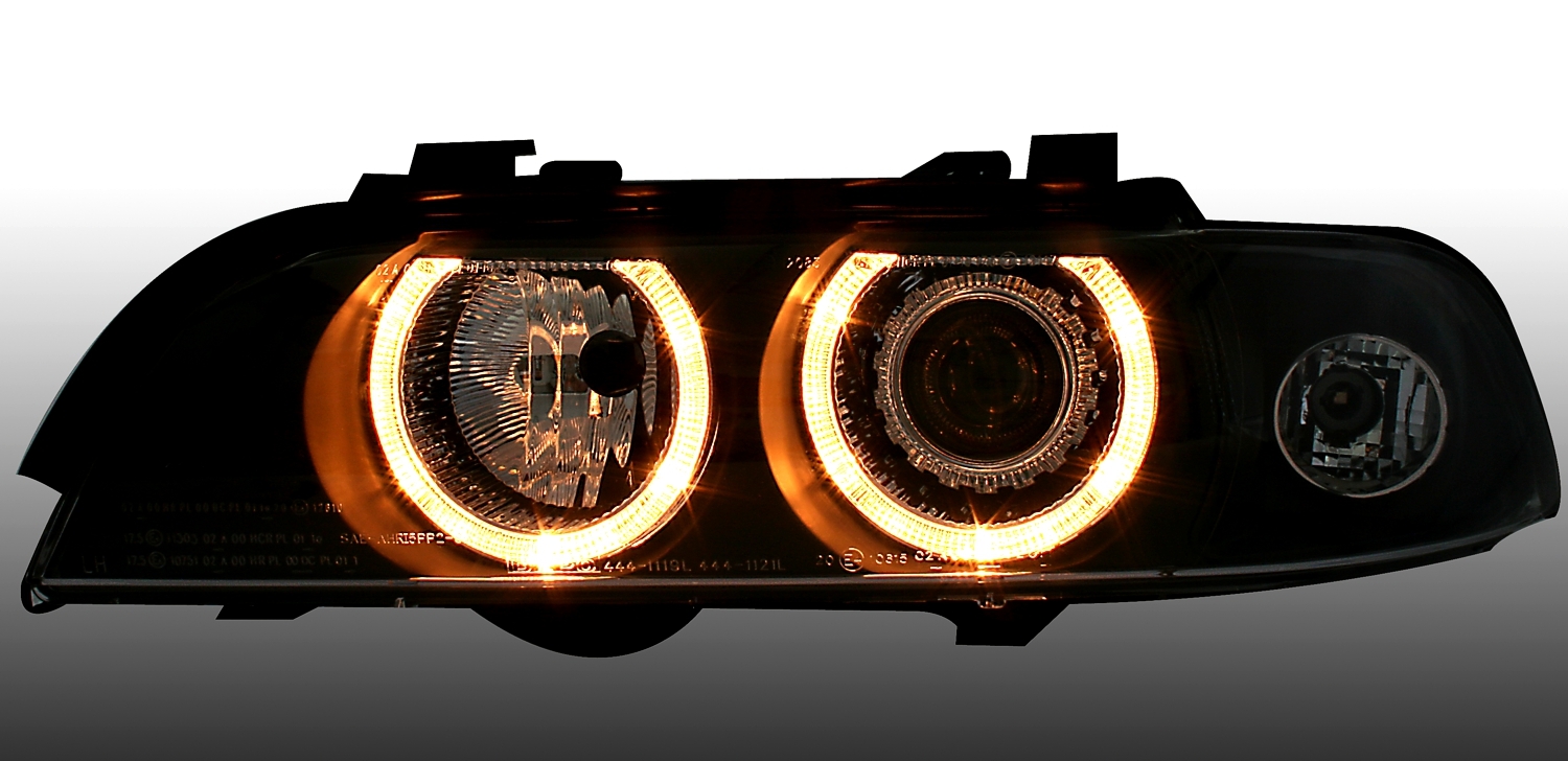 Angel Eyes Scheinwerfer für 5er BMW E39 in Schwarz