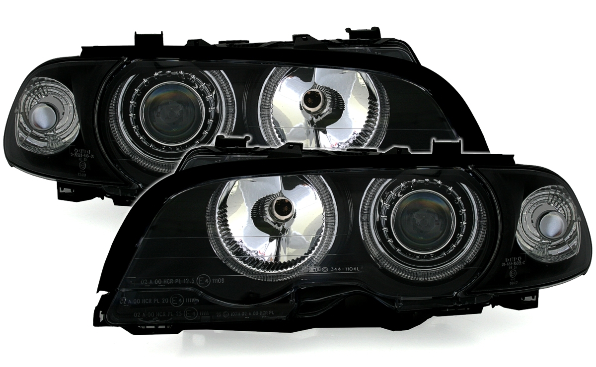 Angel Eyes Scheinwerfer für 3er BMW E46 in Schwarz