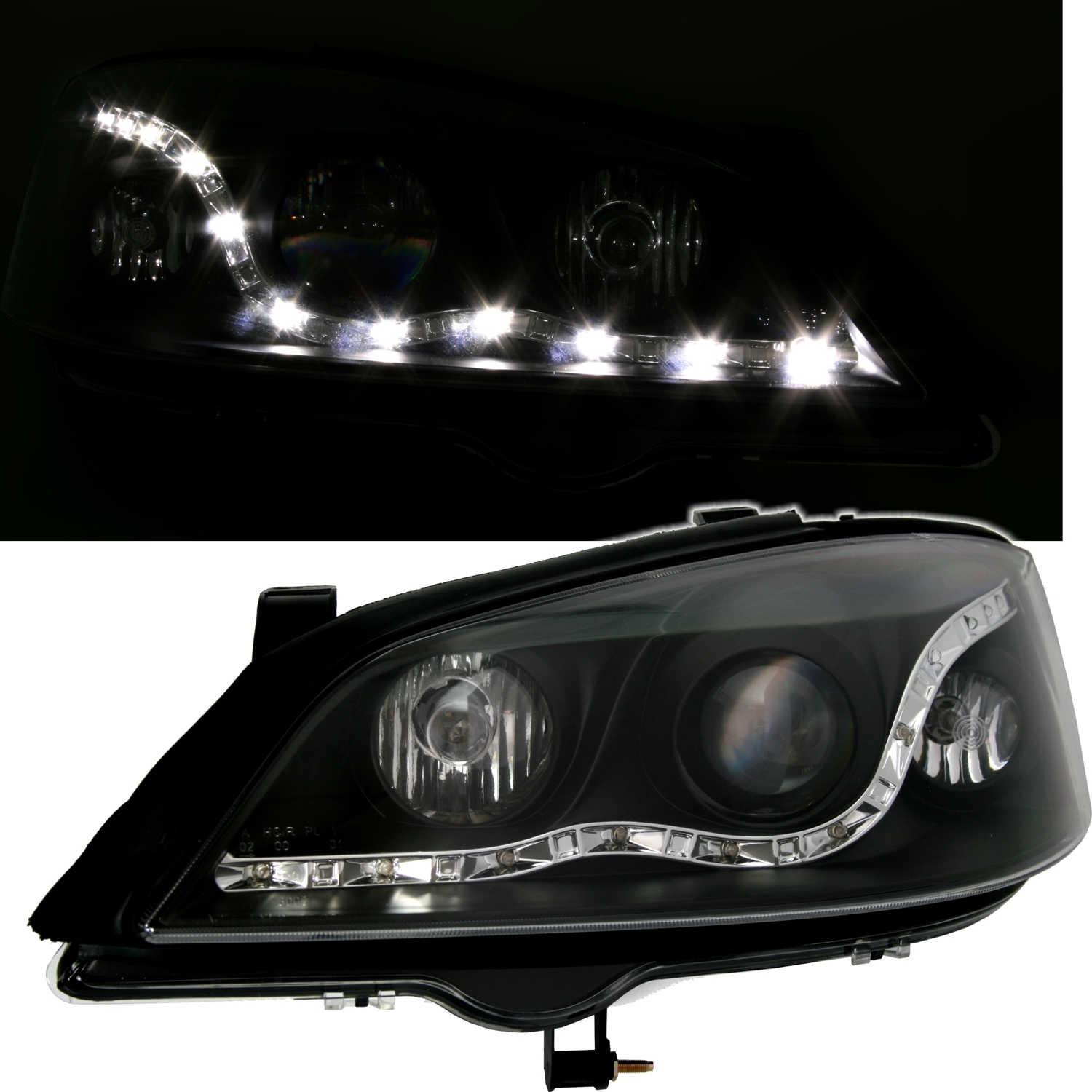 Scheinwerfer für Opel Astra G in Schwarz