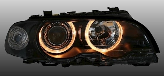 Angel Eyes Scheinwerfer für 3er BMW E46 in Schwarz