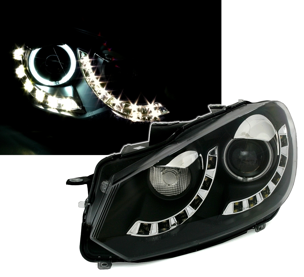 CCFL Angel Eyes Scheinwerfer m. TFL für VW Golf 6
