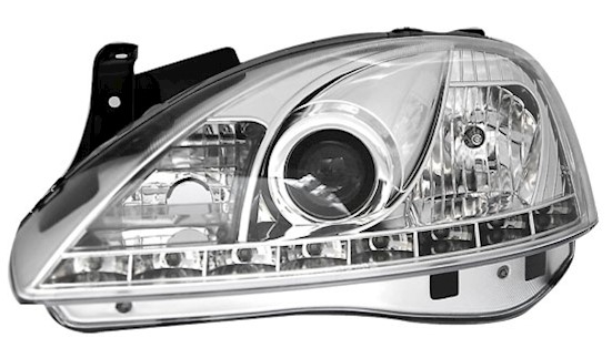 Scheinwerfer mit LED für Opel Corsa C in Chrom