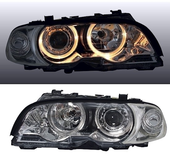 Angel Eyes Scheinwerfer für 3er BMW E46 in Chrom