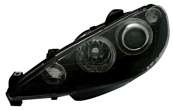 Angel Eyes Scheinwerfer für Peugeot 206 in Schwarz
