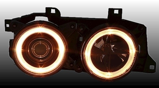 Angel Eyes Scheinwerfer für BMW E34 + E32 in Schw.