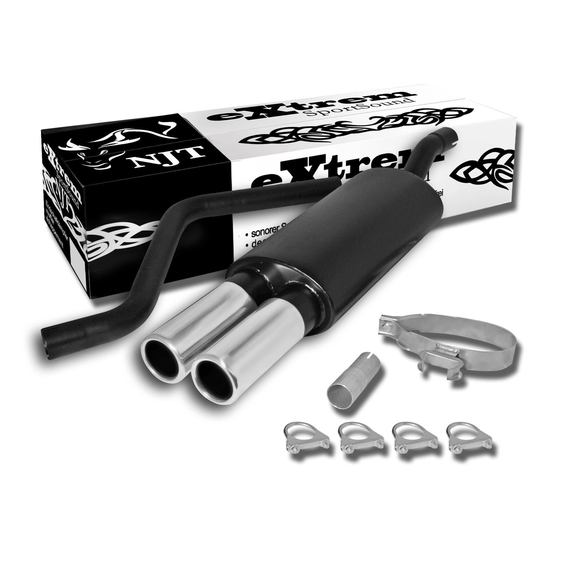 Edelstahl Endschalldämpfer 2x 76mm Rund