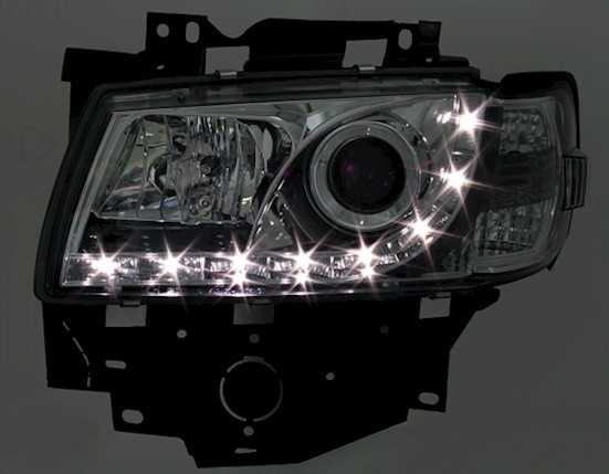 Scheinwerfer mit LED für VW T4 Bus in Chrom       
