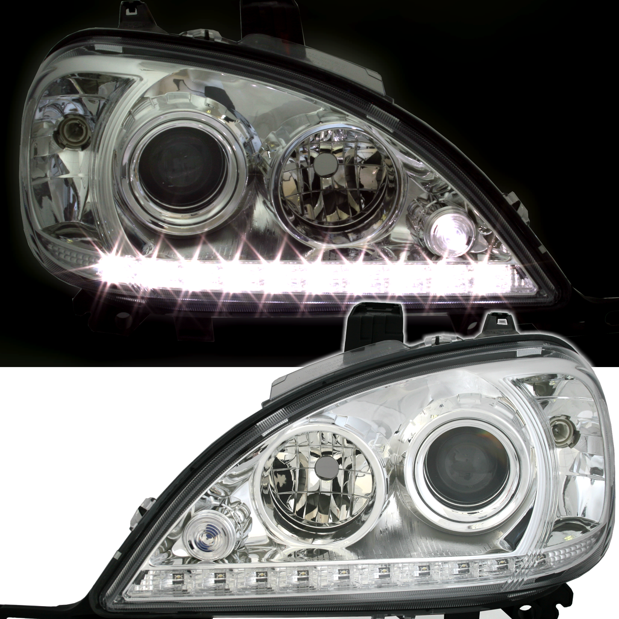 Scheinwerfer für Mercedes M-Klasse W163 in Chrom