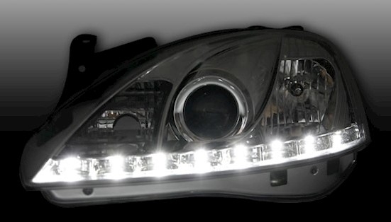 Scheinwerfer mit LED für Opel Corsa C in Chrom