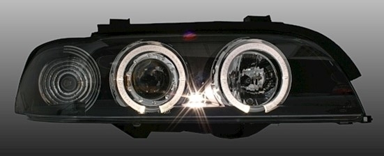 Angel Eyes Scheinwerfer für 5er BMW E39 in Schwarz
