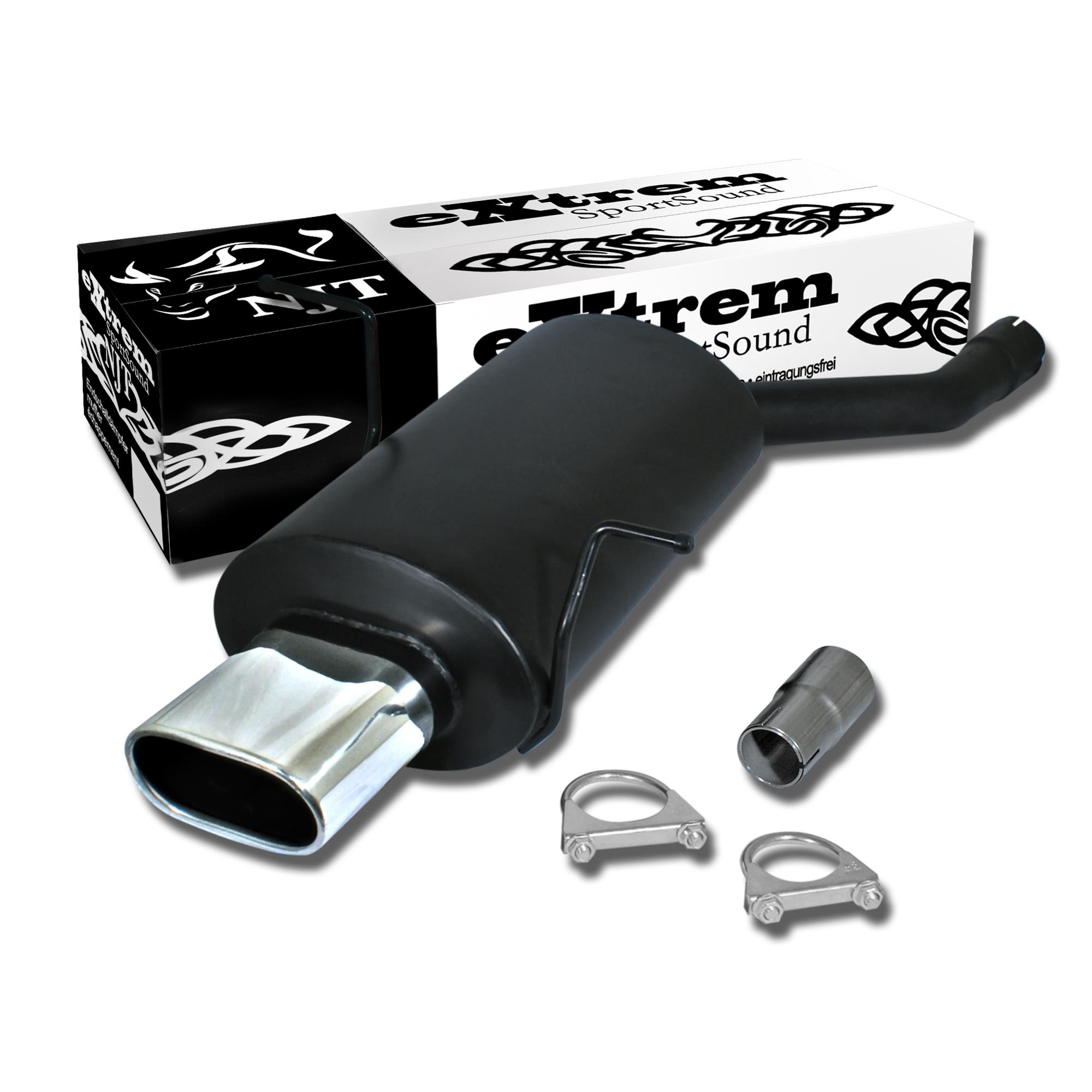 Edelstahl Endschalldämpfer 75x135mm Oval