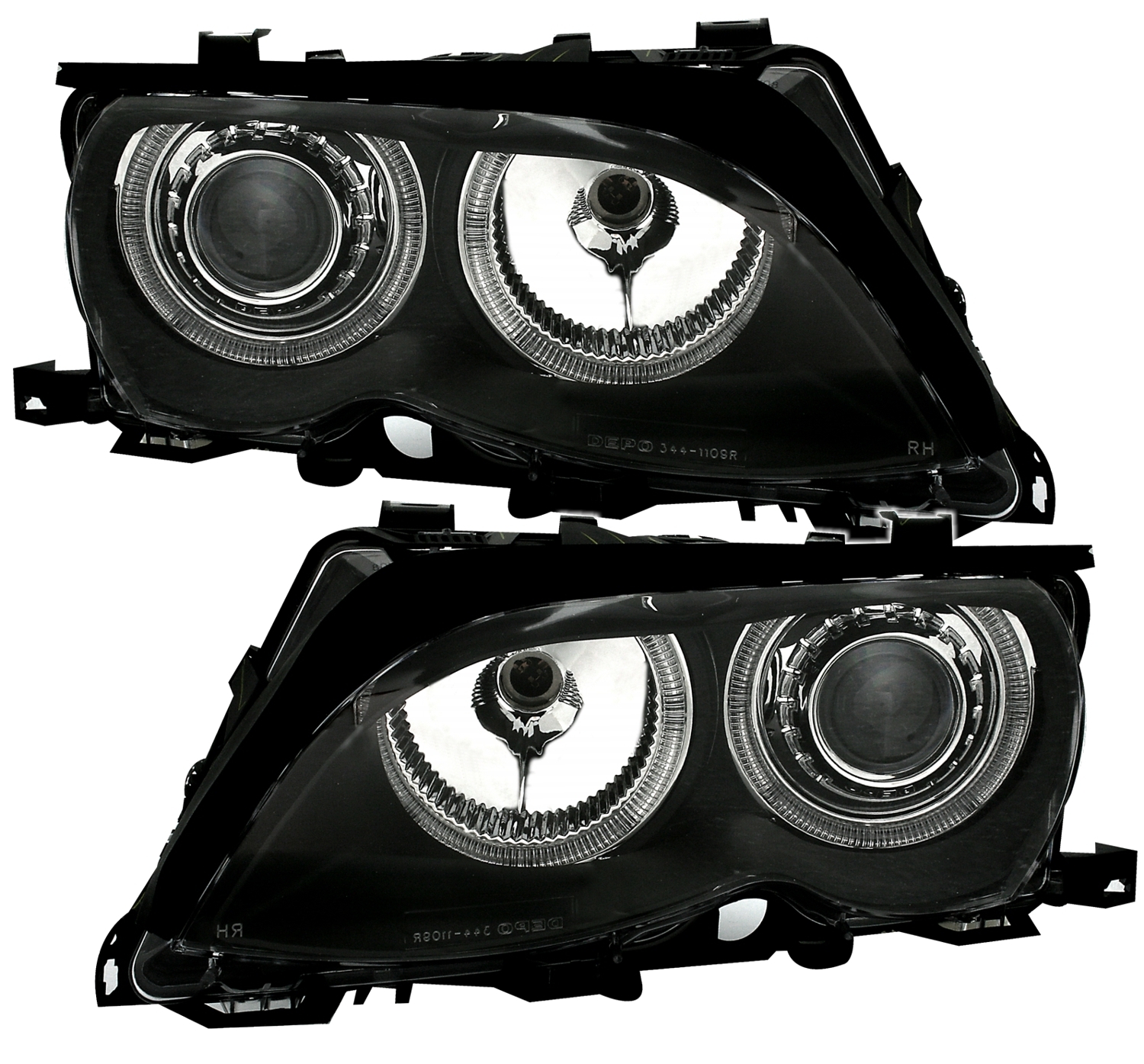 Angel Eyes Scheinwerfer für 3er BMW E46 in Schwarz