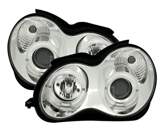 Angel Eyes Scheinwerfer für Mercedes W203 in Chrom
