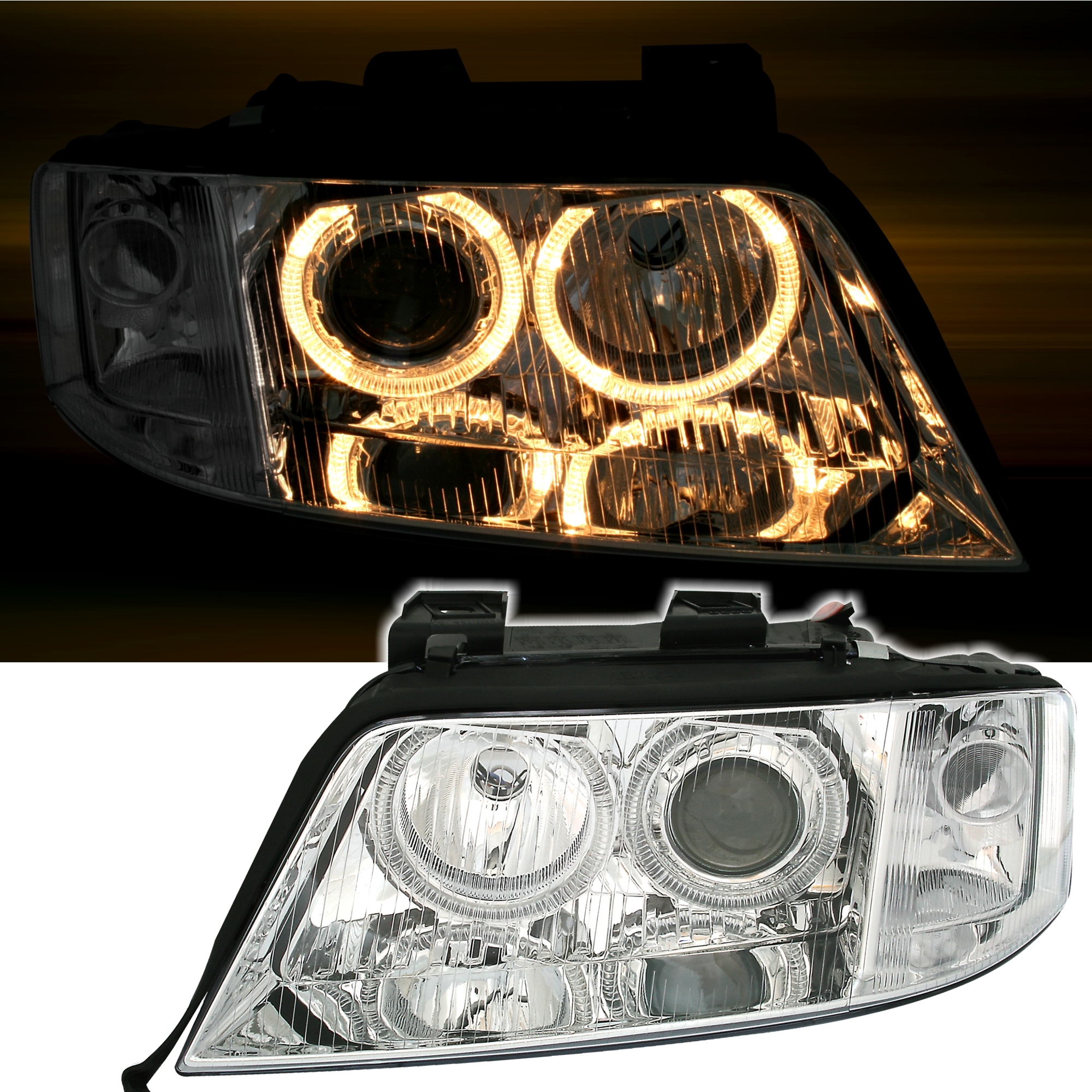 Angel Eyes Scheinwerfer für Audi A6 4B in Chrom