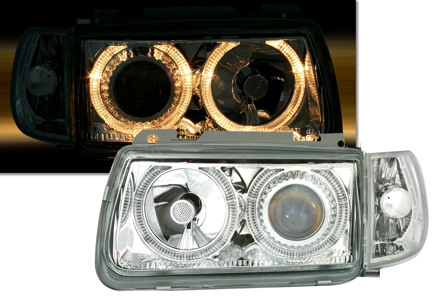 Angel Eyes Scheinwerfer für VW Polo 6N in Chrom