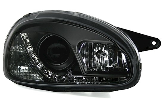 Scheinwerfer mir LED für Opel Corsa B in Schwarz