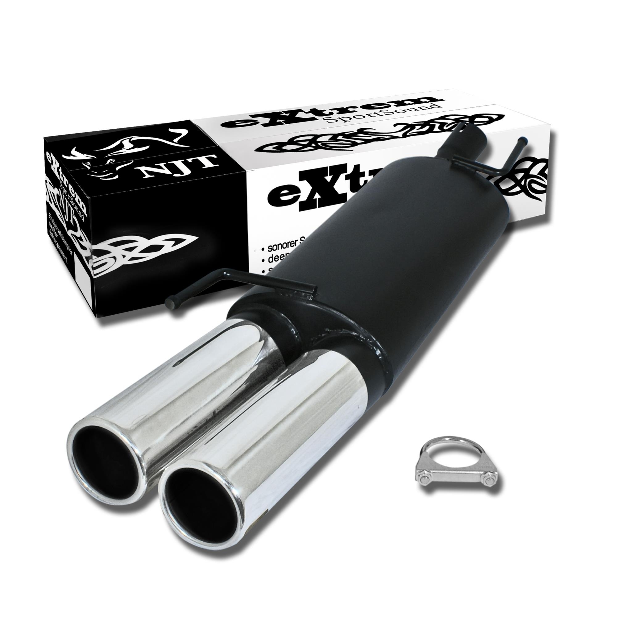 Edelstahl Endschalldämpfer 2x 90mm Rund