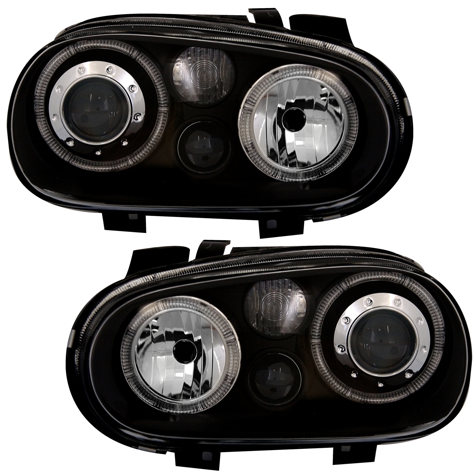 Angel Eyes Scheinwerfer für VW Golf 4 in Schwarz