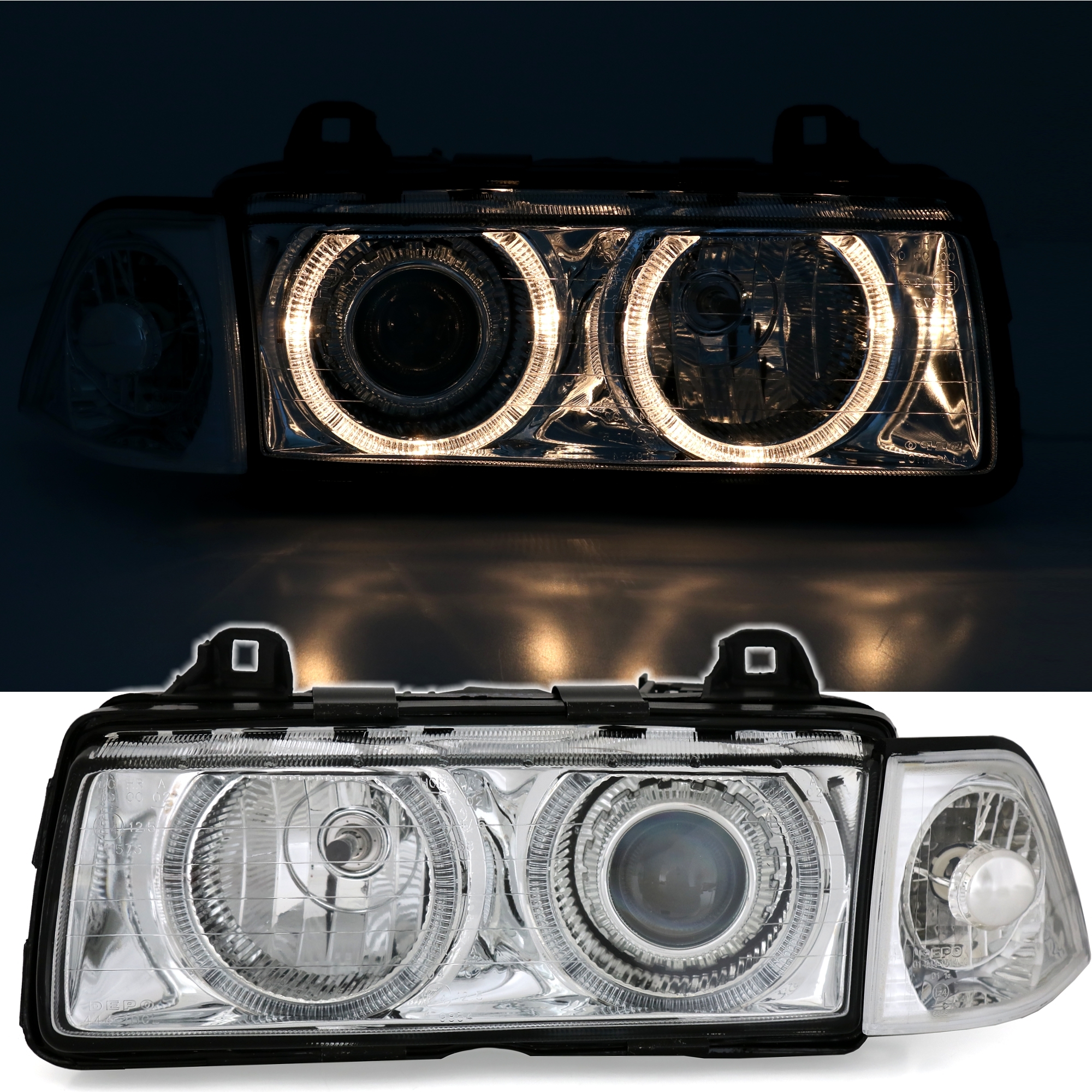 Angel Eyes Scheinwerfer für 3er BMW E36 in Chrom