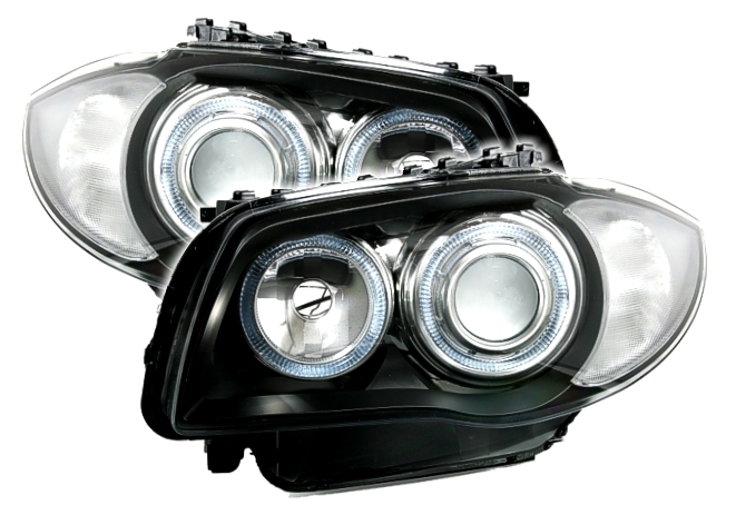 Angel Eyes Scheinwerfer für 1er BMW E8_ in Schwarz