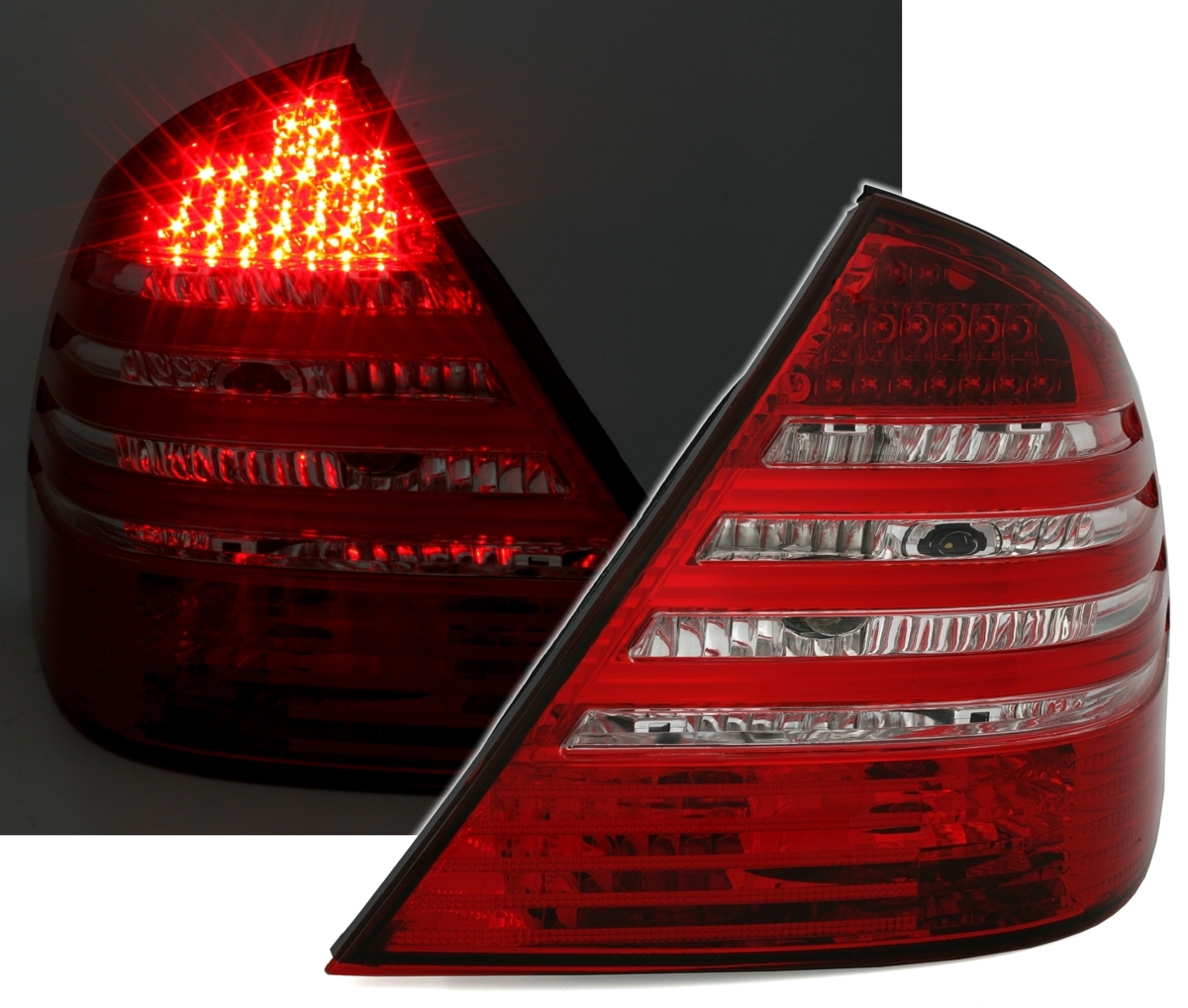 LED Rückleuchten für Mercedes W211 in Rot-Weiß