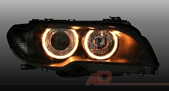 Angel Eyes Scheinwerfer für 3er BMW E46 in Schwarz