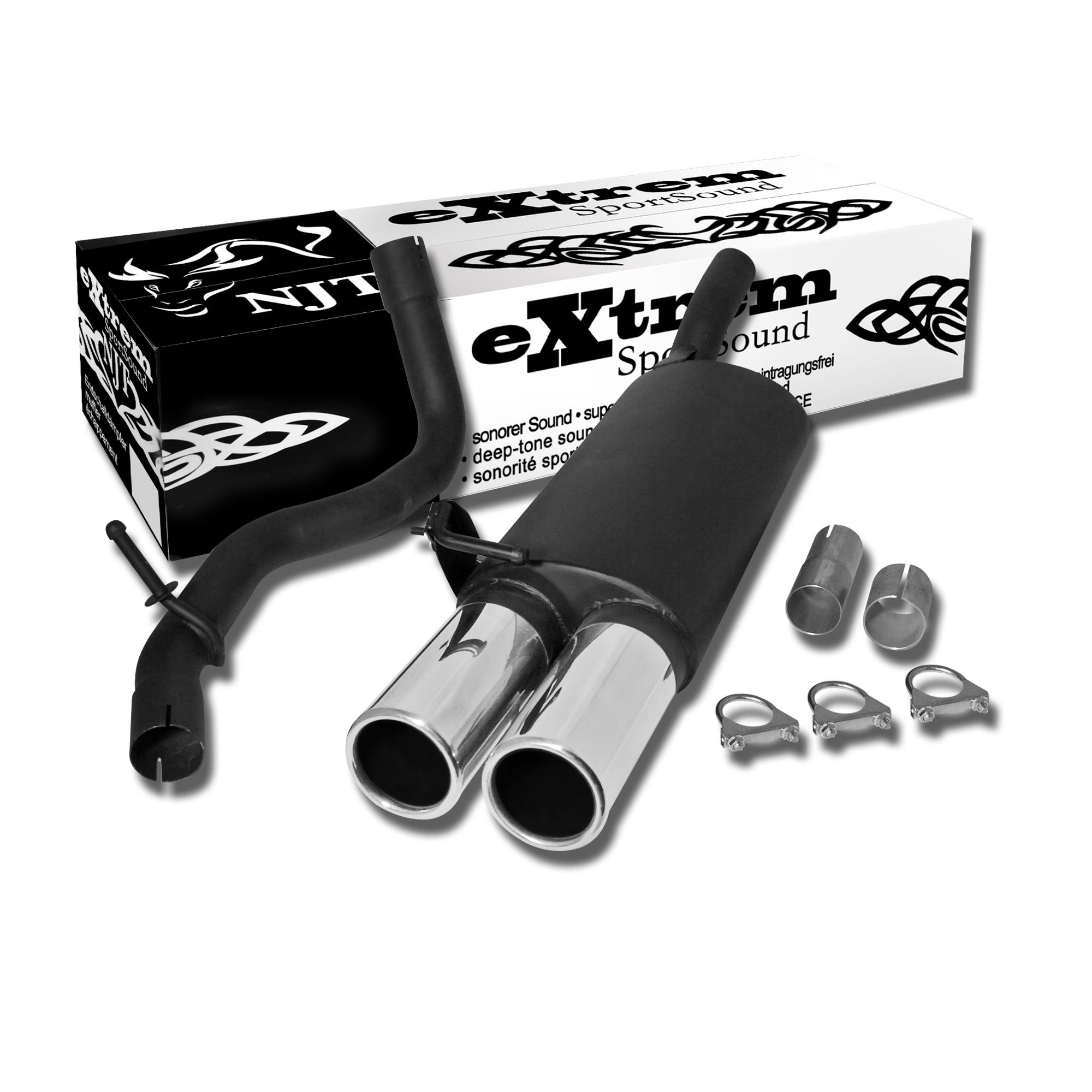 Edelstahl Endschalldämpfer 2x 90mm Rund