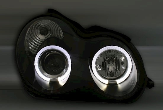 Angel Eyes Scheinwerfer für Mercedes W203 in Schw.