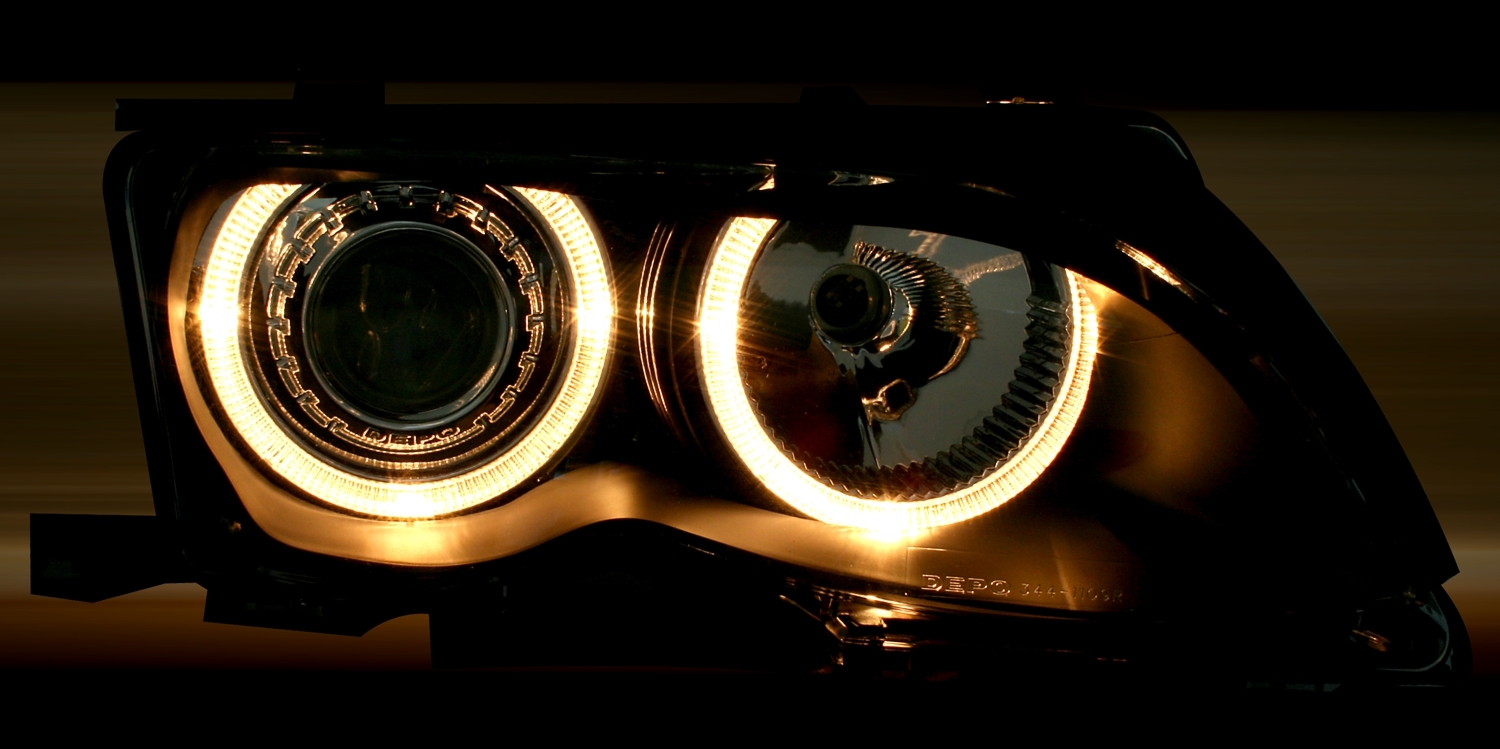 Angel Eyes Scheinwerfer für 3er BMW E46 in Chrom