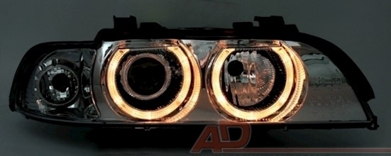 Angel Eyes Scheinwerfer für 5er BMW E39 in Chrom