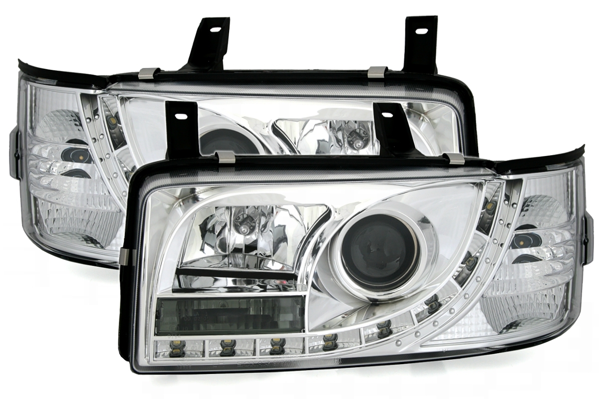 Scheinwerfer mit LED für VW T4 Bus in Chrom       